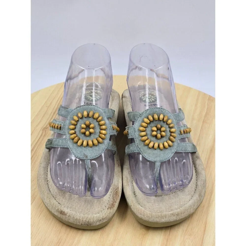 Earth Women's Mint Green Beaded Sandals